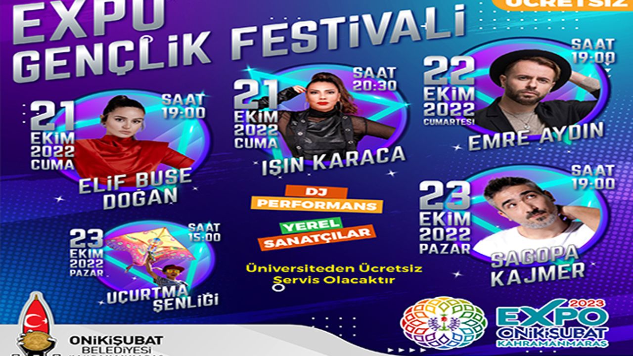 Kahramanmaraş, EXPO 2023 Gençlik Festivali ile konsere doyacak