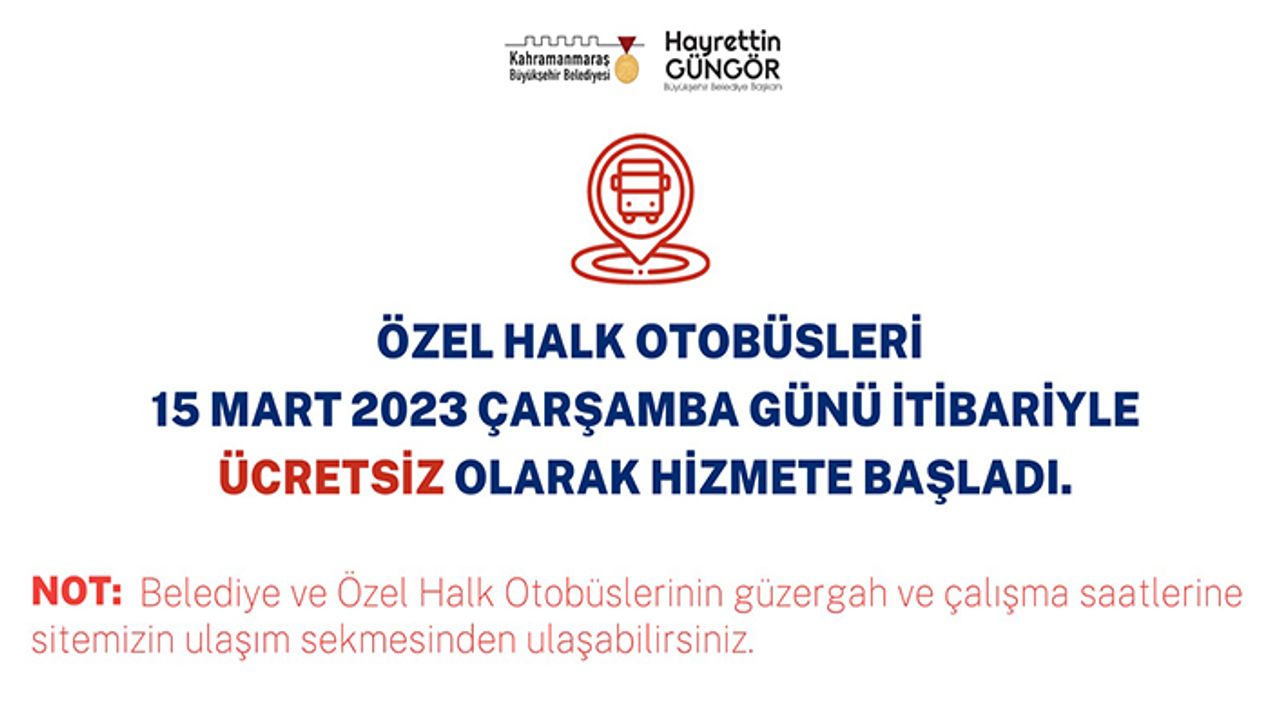 Özel Halk otobüsleri ücretsiz hizmete başlıyor