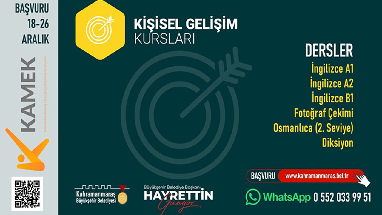 KAMEK’in yeni kurslarına başvurularda son gün