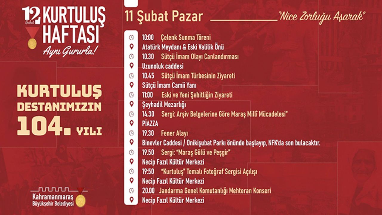 Kurtuluş Haftası, Pazar Günü çeşitli programlarla devam edecek