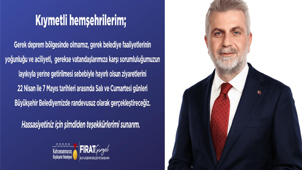 Görgel: “ziyaretler Salı ve Cumartesi günleri randevusuz yapılacak”