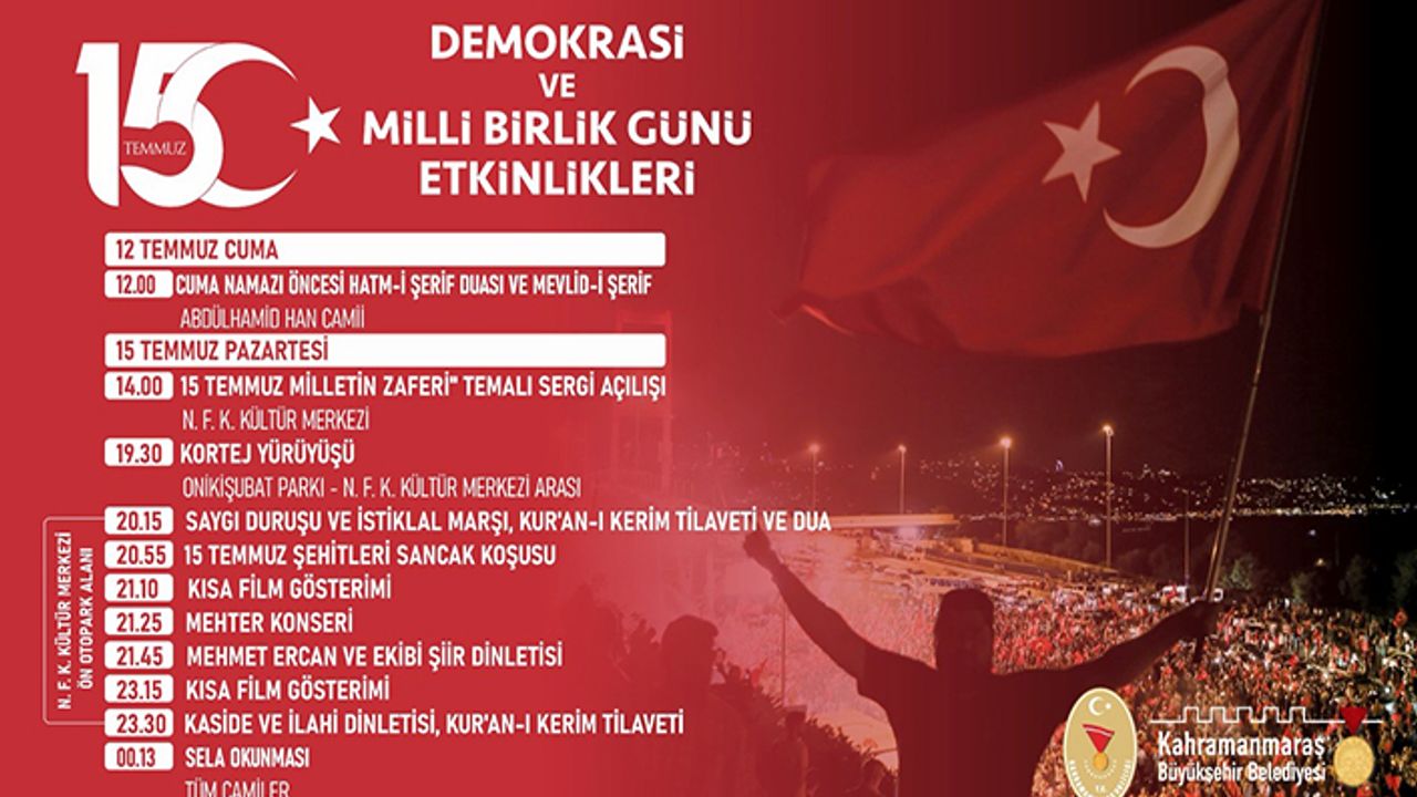 15 Temmuz Demokrasi ve Milli Birlik Günü programı