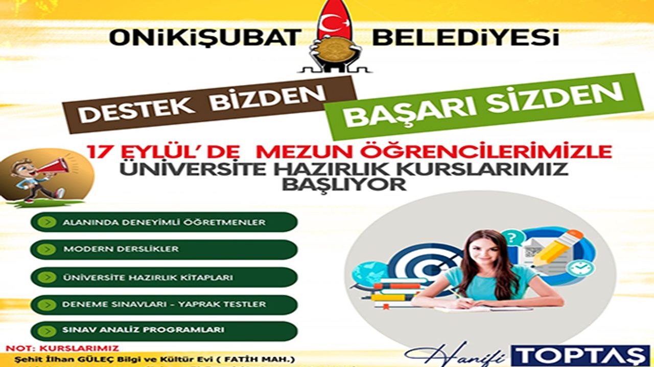 Üniversite yolunda destek Onikişubat Belediyesi’nden, başarı gençlerden