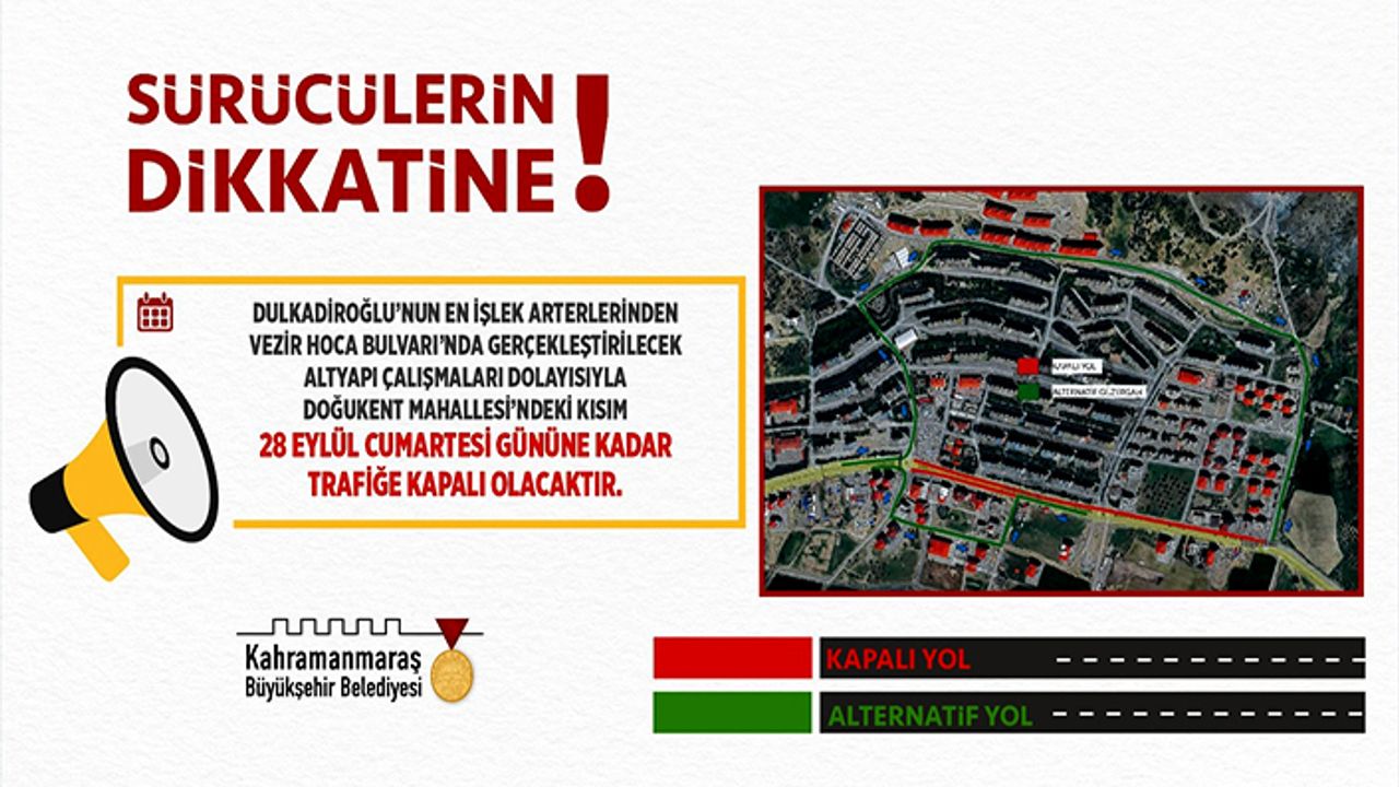 Vezir Hoca Bulvarı Kısmi trafiğe kapatıldı