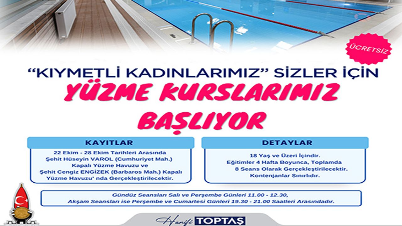 Onikişubat Belediyesi’nden kadınlara yönelik ücretsiz yüzme kursu