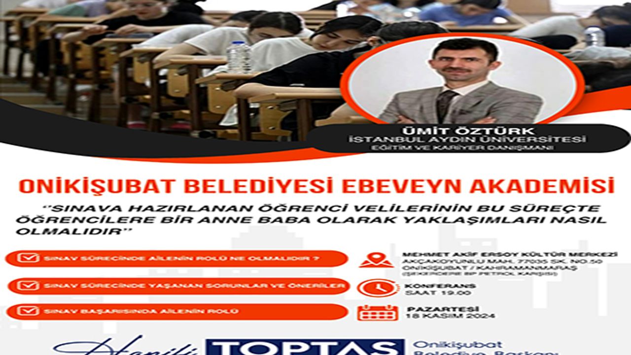 Onikişubat Belediyesi Ebeveyn Akademisi başlıyor