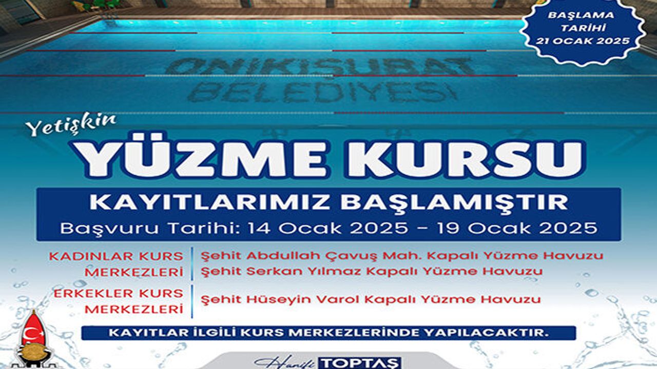 Onikişubat Belediyesi bu kez yetişkinler için yüzme kursu başlattı