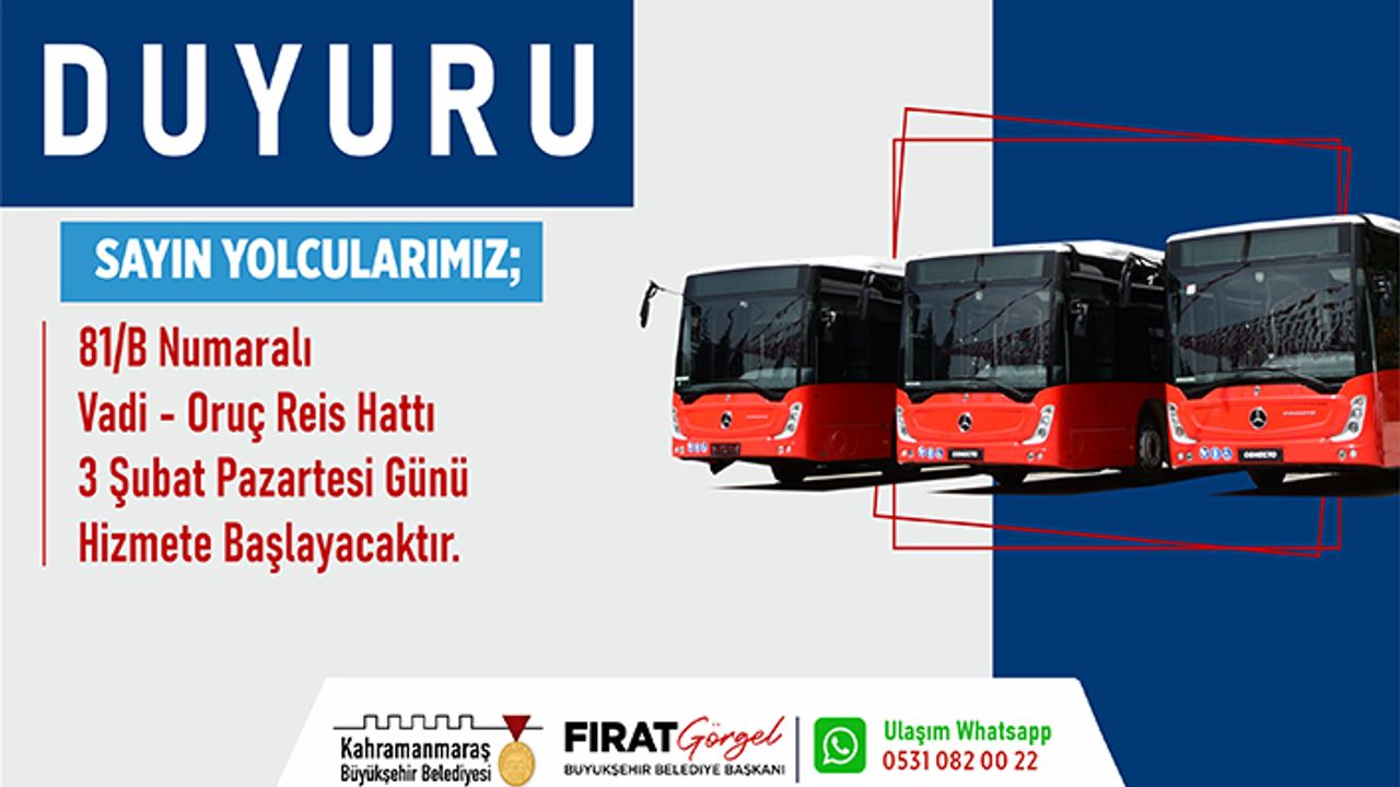 Şehir merkezinde yeni toplu taşıma hattı hizmete başlıyor