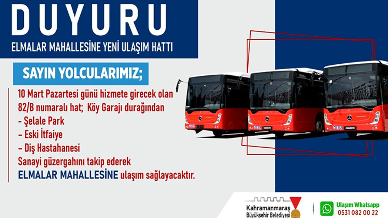 Elmalar Mahallesi’ne yeni toplu taşıma hattı