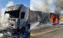 TAG Otoyolunda Seyir Halindeki TIR Alev Alev Yandı