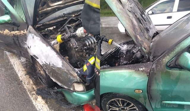 Kahramanmaraş’ta seyir halindeki otomobilde yangın