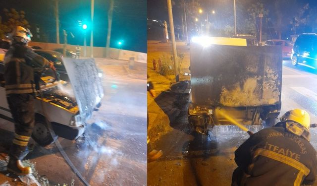 Kahramanmaraş’ta otomobilin motor kısmında yangın çıktı