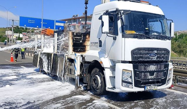 Kahramanmaraş’ta seyir halindeki kamyon alev aldı