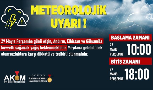 4 İlçede bugün sağanak yağış uyarısı