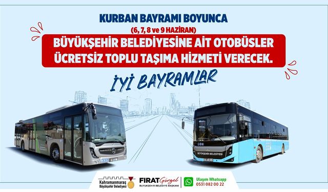 Bayram süresince Büyükşehir Belediye otobüsleri ücretsiz