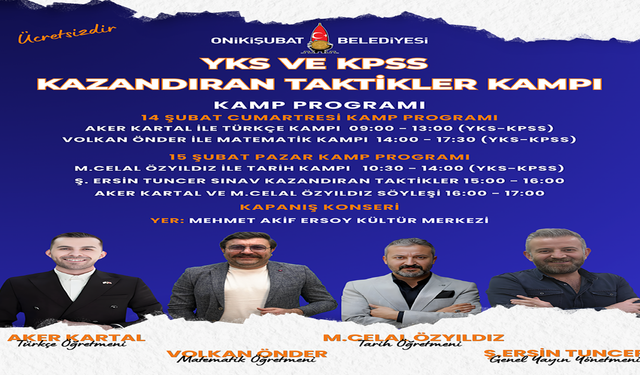 Onikişubat Belediyesi’nden YKS ve KPSS adaylarına büyük destek