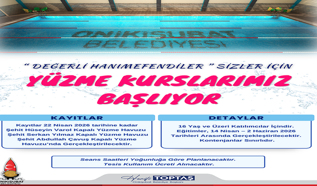 Onikişubat Belediyesi’nin kadınlara özel yüzme kursuna başvurular başladı