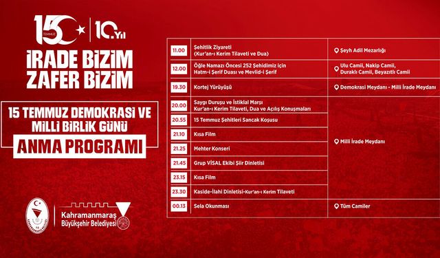 Demokrasi Zaferinin 10’uncu Yılında Kahramanmaraş meydanlarda buluşacak
