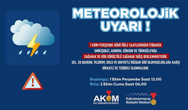 4 İlçede sağanak yağış uyarısı