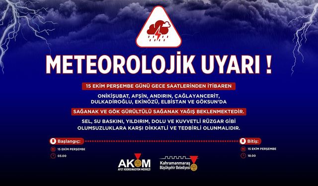 Büyükşehir’den 8 ilçede kuvvetli sağanak uyarısı