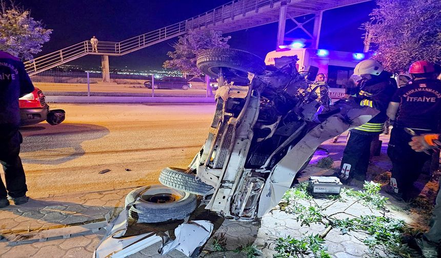 Kahramanmaraş’ta otomobil devrildi: 1 yaralı