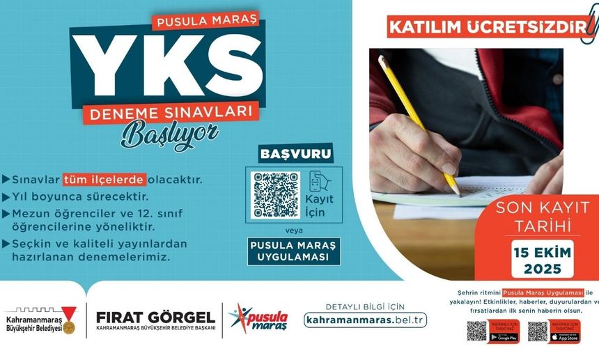 Kahramanmaraş’ta öğrencilere ücretsiz deneme sınavı desteği