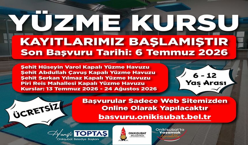 Onikişubat Belediyesi’nin ücretsiz Yaz Yüzme Kursları’na kayıtlar devam ediyor