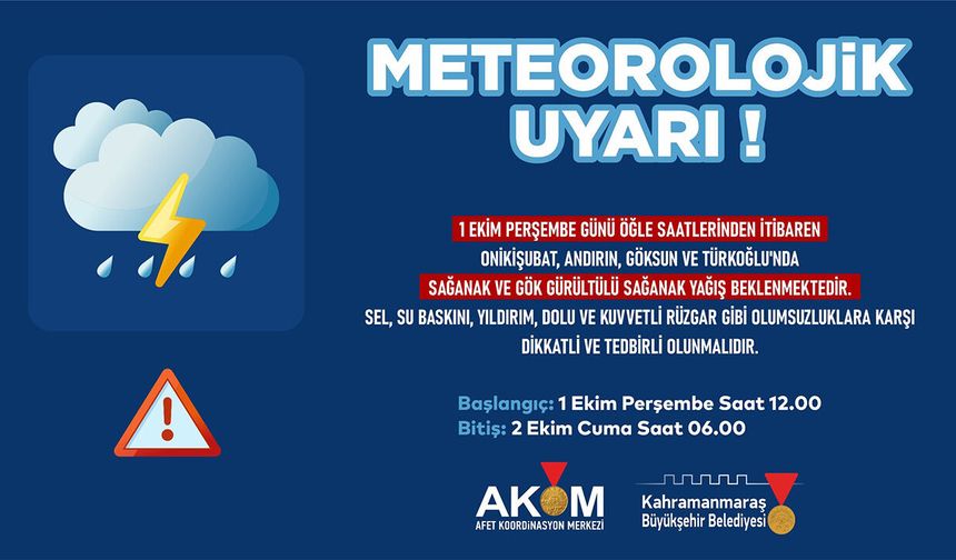 4 İlçede sağanak yağış uyarısı