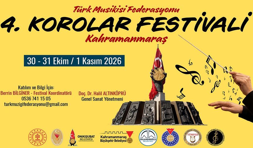 Kahramanmaraş, 4. TÜMFED Korolar Festivali’ne ev sahipliği yapacak