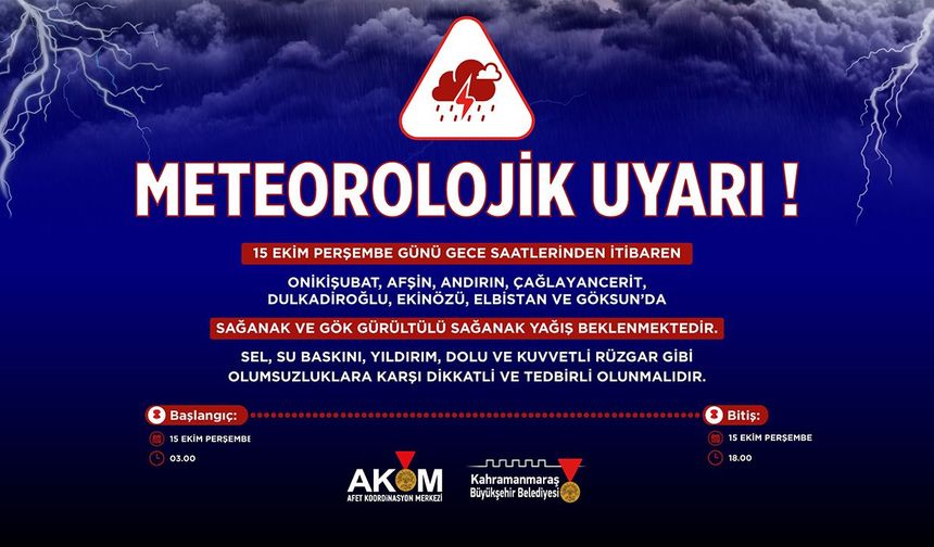 Büyükşehir’den 8 ilçede kuvvetli sağanak uyarısı