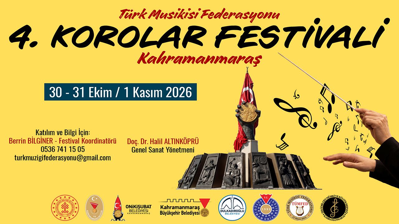 Kahramanmaraş, 4. TÜMFED Korolar Festivali’ne ev sahipliği yapacak